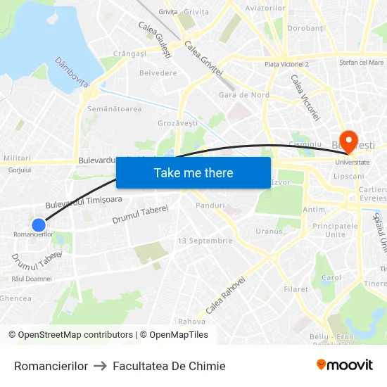 Romancierilor to Facultatea De Chimie map