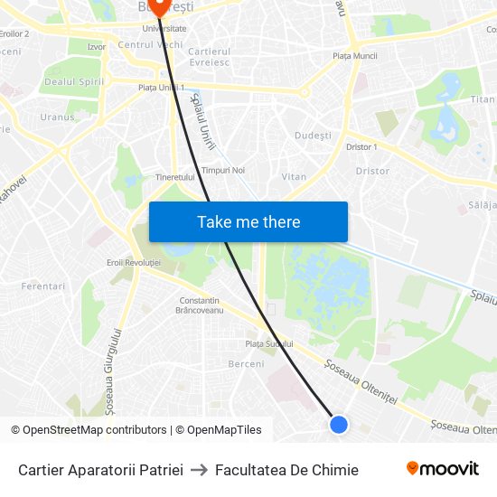 Cartier Aparatorii Patriei to Facultatea De Chimie map