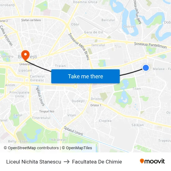 Liceul Nichita Stanescu to Facultatea De Chimie map
