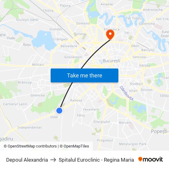 Depoul Alexandria to Spitalul Euroclinic - Regina Maria map