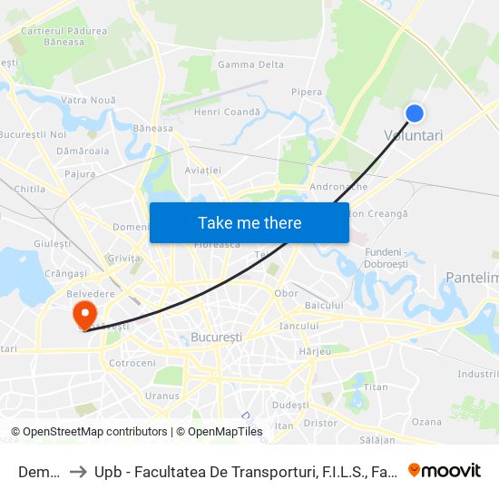 Democratiei to Upb - Facultatea De Transporturi, F.I.L.S., Facultatea De Știință Și Ingineria Materialelor map