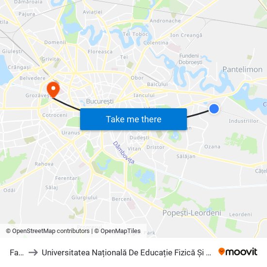 Faur to Universitatea Națională De Educație Fizică Și Sport map