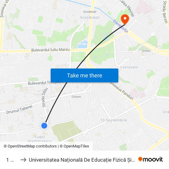 1 Mai to Universitatea Națională De Educație Fizică Și Sport map