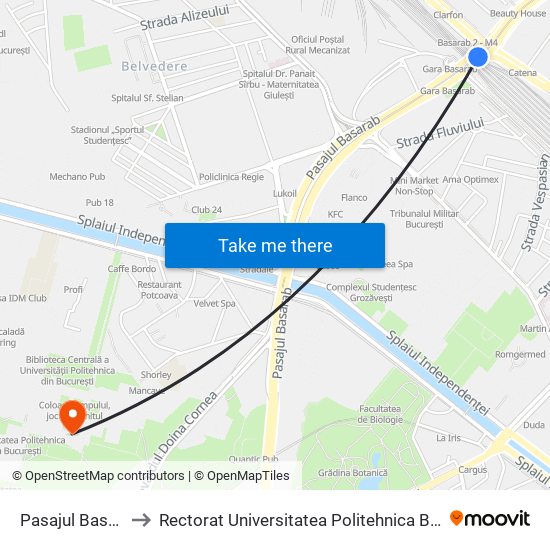 Pasajul Basarab to Rectorat Universitatea Politehnica București map