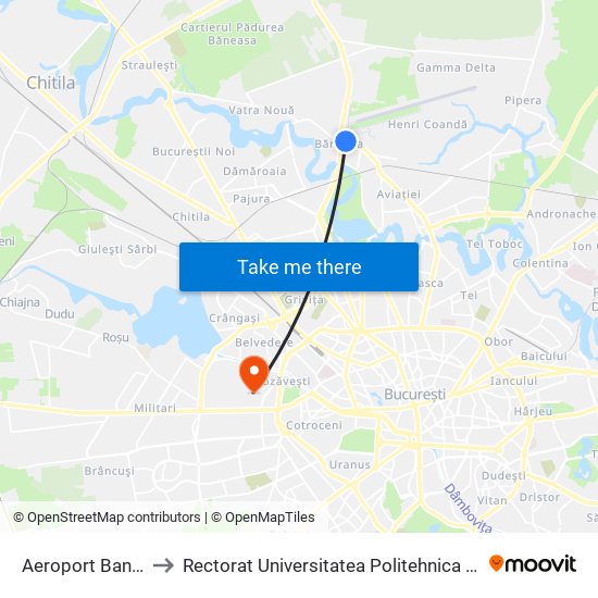 Aeroport Baneasa to Rectorat Universitatea Politehnica București map