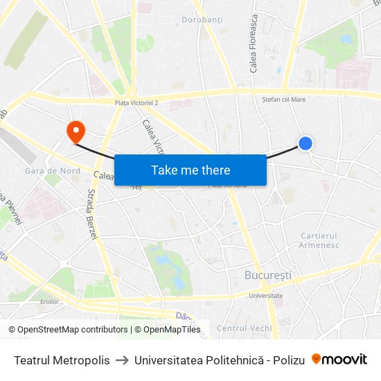 Teatrul Metropolis to Universitatea Politehnică - Polizu map