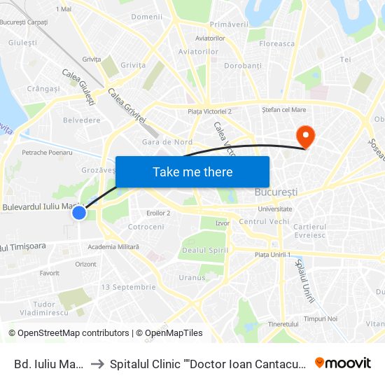 Bd. Iuliu Maniu to Spitalul Clinic ""Doctor Ioan Cantacuzino"" map