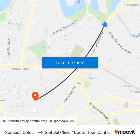 Soseaua Colentina to Spitalul Clinic ""Doctor Ioan Cantacuzino"" map