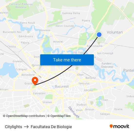 Citylights to Facultatea De Biologie map