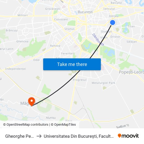 Gheorghe Petrascu to Universitatea Din București, Facultatea De Fizică map