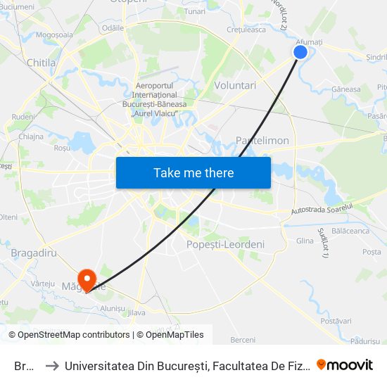 Brazi to Universitatea Din București, Facultatea De Fizică map