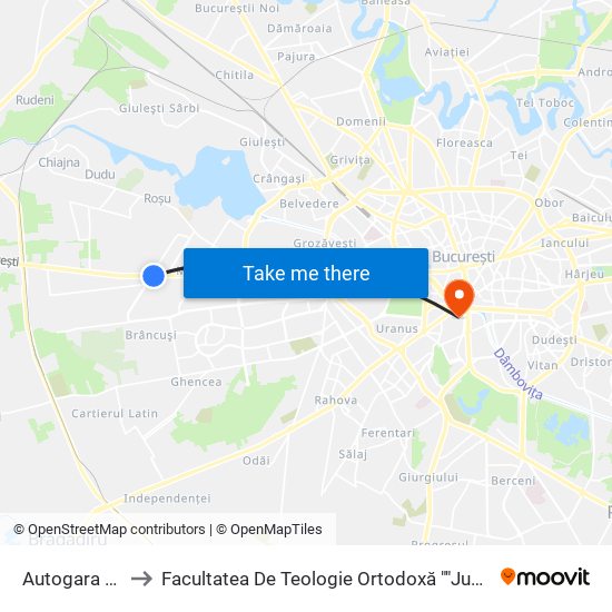Autogara Militari to Facultatea De Teologie Ortodoxă ""Justinian Patriarhul"" map