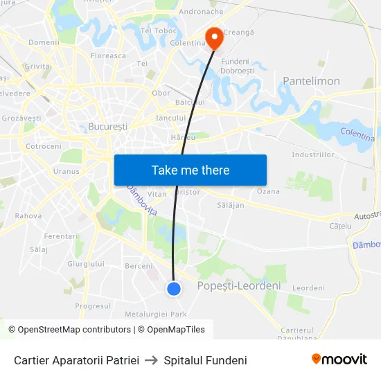 Cartier Aparatorii Patriei to Spitalul Fundeni map