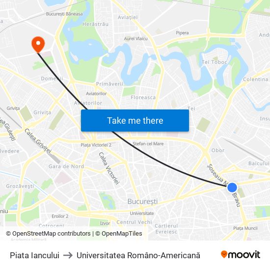 Piata Iancului to Universitatea Româno-Americană map