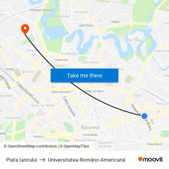 Piata Iancului to Universitatea Româno-Americană map