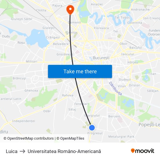 Luica to Universitatea Româno-Americană map