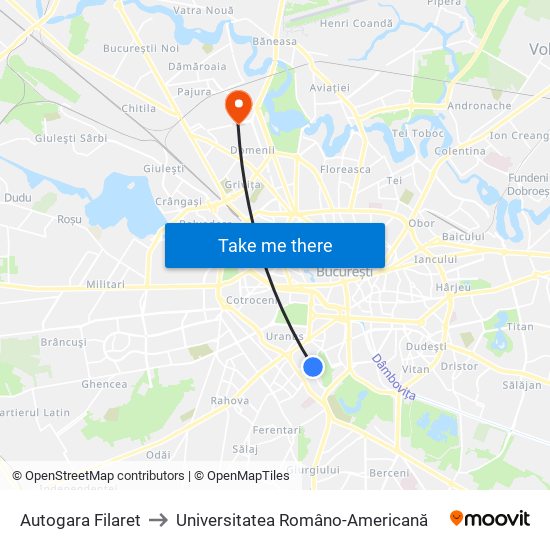 Autogara Filaret to Universitatea Româno-Americană map