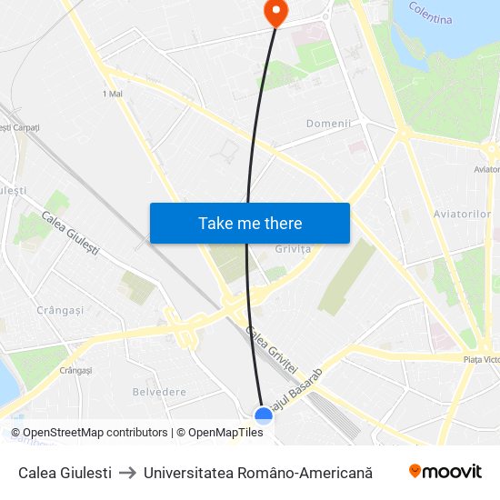 Calea Giulesti to Universitatea Româno-Americană map