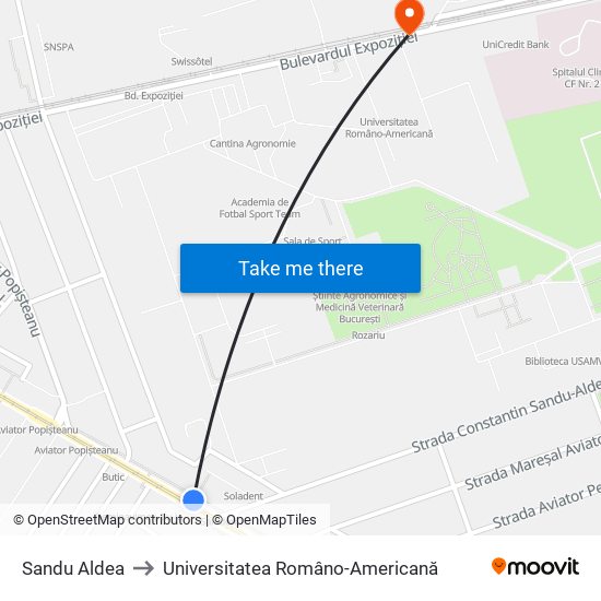 Sandu Aldea to Universitatea Româno-Americană map