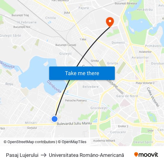 Pasaj Lujerului to Universitatea Româno-Americană map