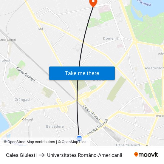 Calea Giulesti to Universitatea Româno-Americană map