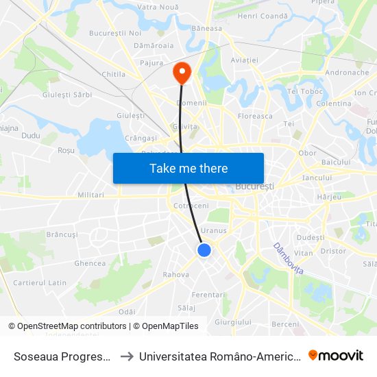 Soseaua Progresului to Universitatea Româno-Americană map
