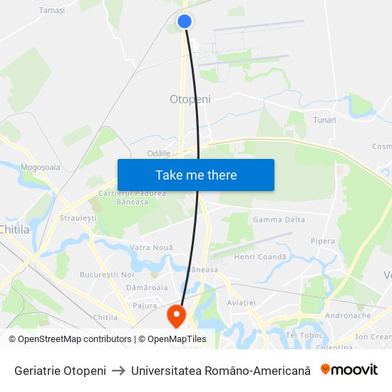 Geriatrie Otopeni to Universitatea Româno-Americană map
