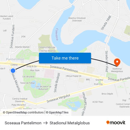 Soseaua Pantelimon to Stadionul Metalglobus map