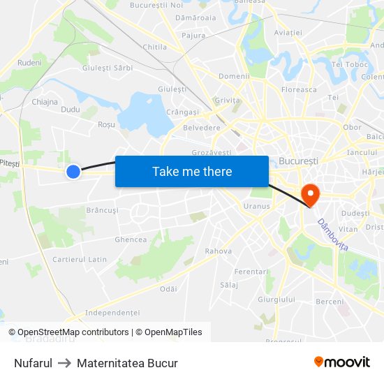 Nufarul to Maternitatea Bucur map