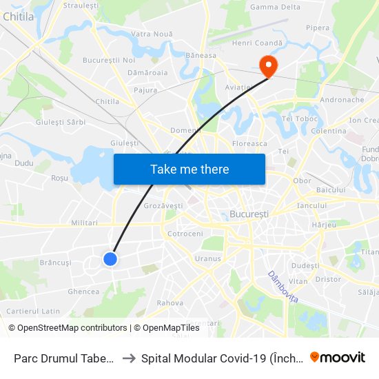 Parc Drumul Taberei to Spital Modular Covid-19 (Închis) map