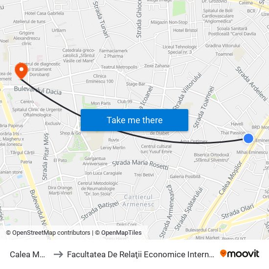 Calea Mosilor to Facultatea De Relaţii Economice Internaţionale (Rei) map