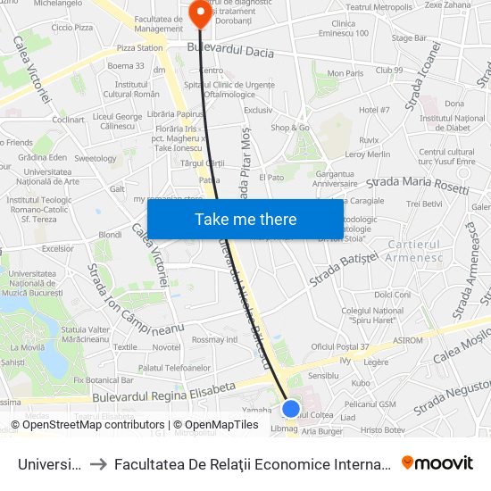 Universitate to Facultatea De Relaţii Economice Internaţionale (Rei) map