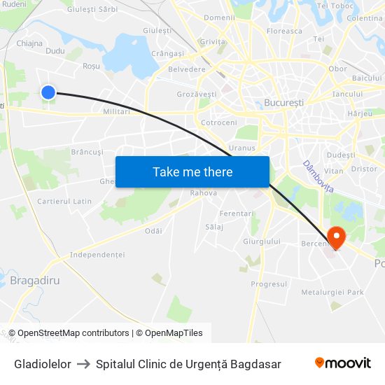 Gladiolelor to Spitalul Clinic de Urgență Bagdasar map