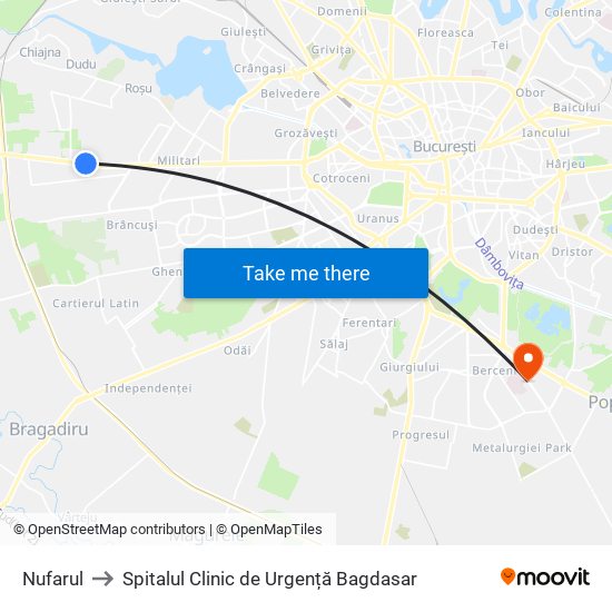 Nufarul to Spitalul Clinic de Urgență Bagdasar map