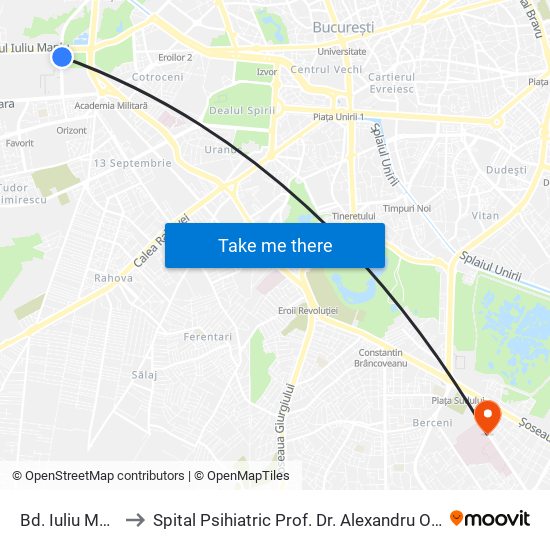 Bd. Iuliu Maniu to Spital Psihiatric Prof. Dr. Alexandru Obregia map