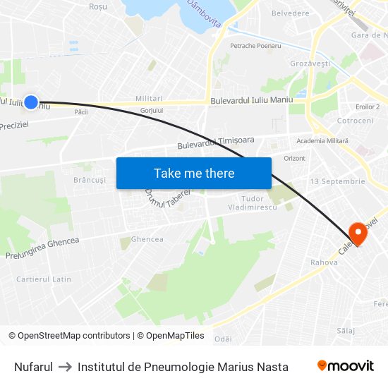 Nufarul to Institutul de Pneumologie Marius Nasta map