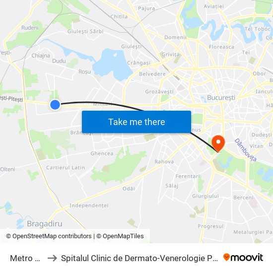 Metro Militari to Spitalul Clinic de Dermato-Venerologie Prof. Dr. Scarlat Longhin map