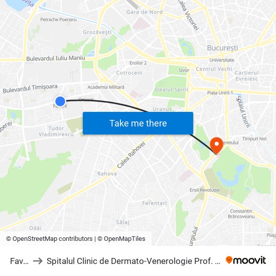Favorit to Spitalul Clinic de Dermato-Venerologie Prof. Dr. Scarlat Longhin map