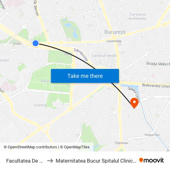 Facultatea De Drept to Maternitatea Bucur Spitalul Clinic Sf. Ioan map