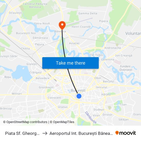 Piata Sf. Gheorghe to Aeroportul Int. București Băneasa map