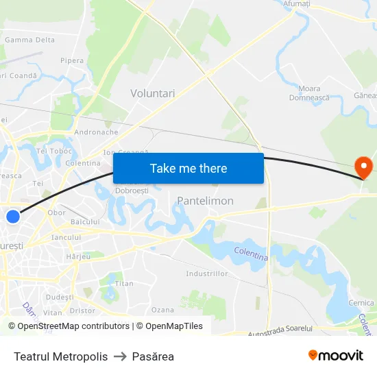 Teatrul Metropolis to Pasărea map