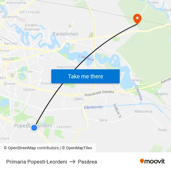 Primaria Popesti-Leordeni to Pasărea map