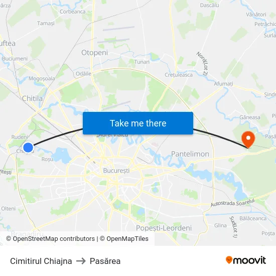 Cimitirul Chiajna to Pasărea map