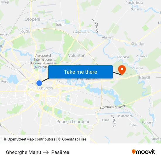 Gheorghe Manu to Pasărea map