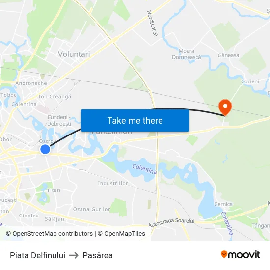 Piata Delfinului to Pasărea map
