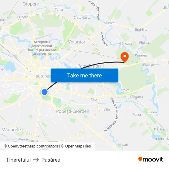 Tineretului to Pasărea map