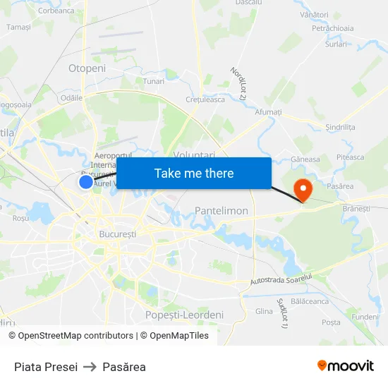 Piata Presei to Pasărea map
