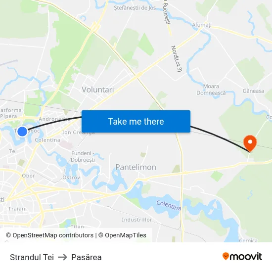 Strandul Tei to Pasărea map