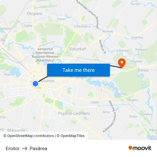 Eroilor to Pasărea map