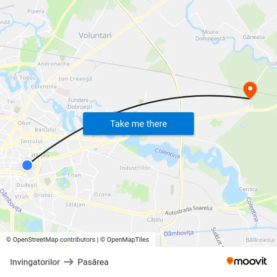Invingatorilor to Pasărea map